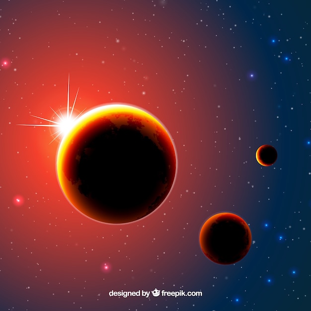 Gratis vector achtergrond van verlichte planeten