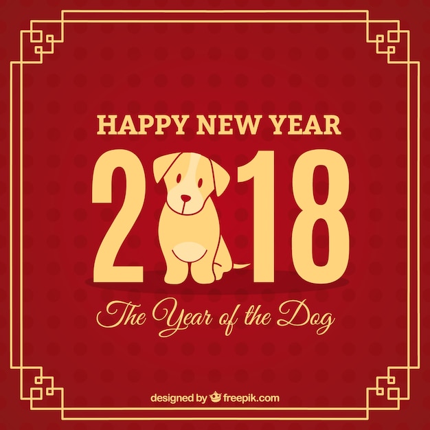 Achtergrond voor Chinees Nieuwjaar met schattige hond