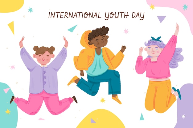 Gratis vector achtergrond voor de viering van de internationale jeugddag