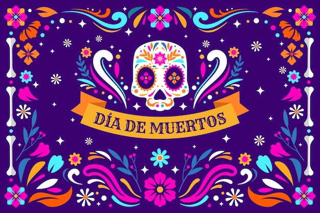 Gratis vector achtergrond voor dia de muertos-vakantie