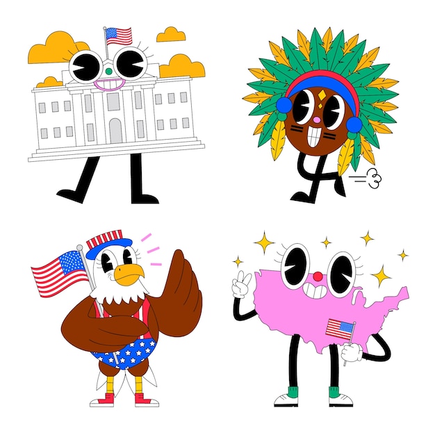 Gratis vector acid usa stickers-collectie