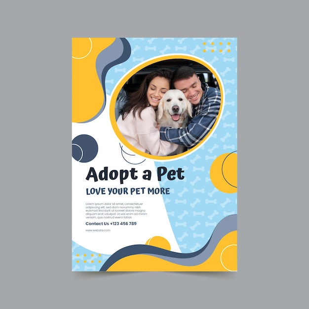 Gratis vector adopteer een verticale postersjabloon voor huisdieren