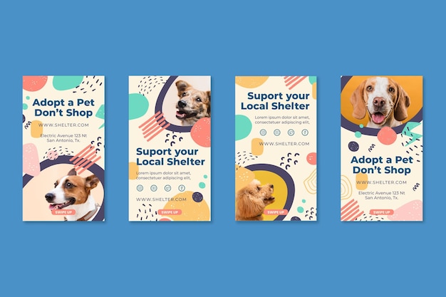 Gratis vector adopteer instagram-verhalen voor huisdieren