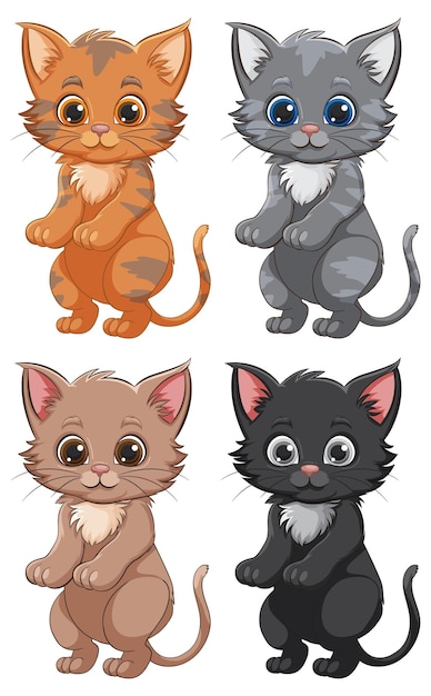 Gratis vector adorabele cartoon kittens collectie