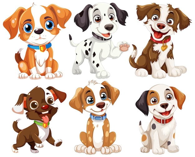 Gratis vector adorabele cartoon puppy collectie