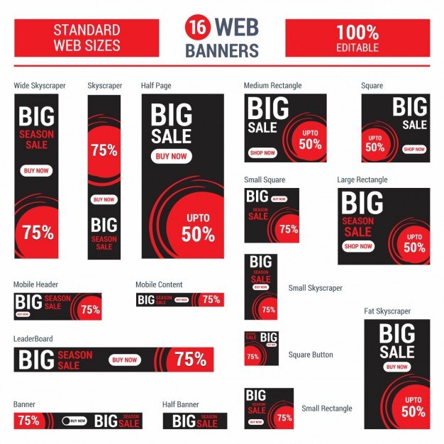 Adsense Red Big Sale Banners alle maten