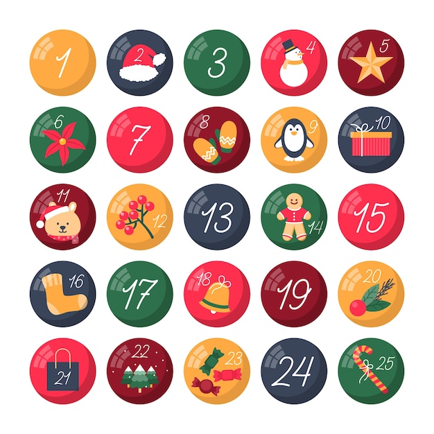 Adventskalender in plat ontwerp