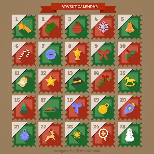 Gratis vector adventskalender in vintage stijl