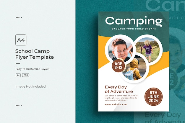 Adventure camping tour a4 flyer ontwerp template