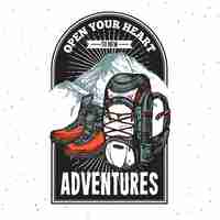 Gratis vector adventure lettering emblem print