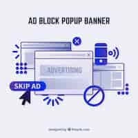 Gratis vector advertentieblok pop-up conceptbanner in vlakke stijl