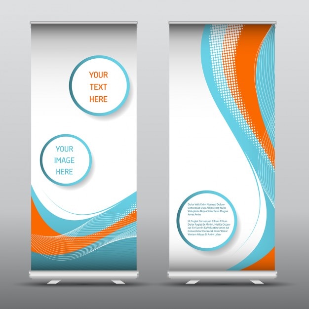 Gratis Vector advertising roll up banners met een abstract ontwerp