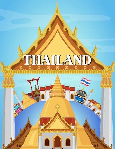 Affiche van het oriëntatiepunt van Bangkok Thailand