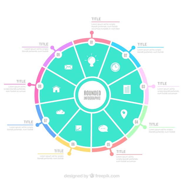 Afgeronde infografische sjabloon in pastelkleuren