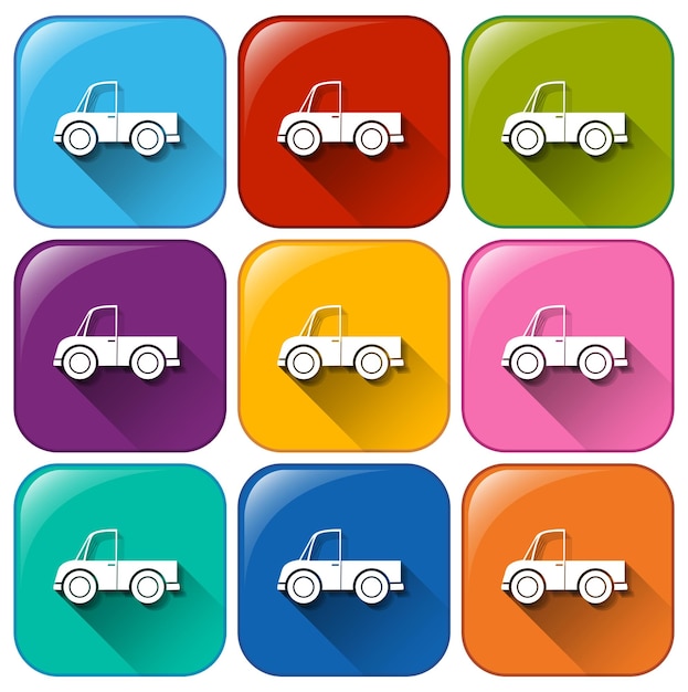 Gratis vector afgeronde knoppen met auto's