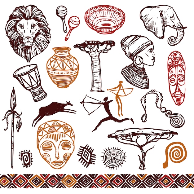 Afrika doodle set