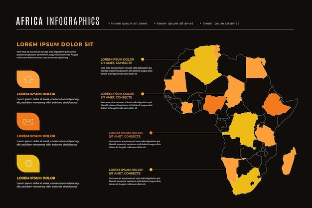 Afrika kaart infographic in plat ontwerp