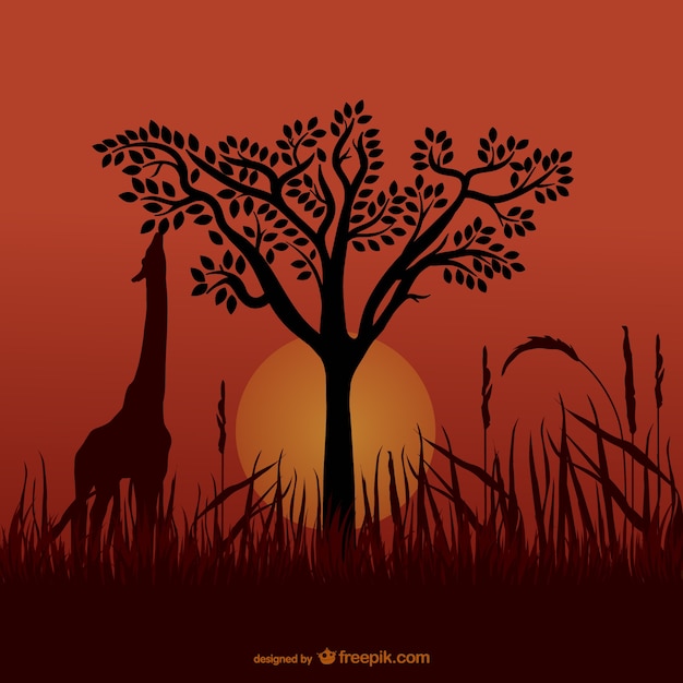 Afrikaanse giraffe silhouetten