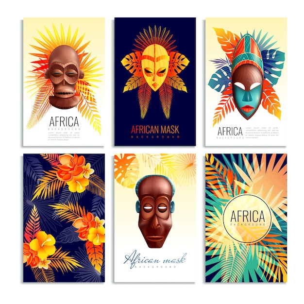 Afrikaanse masker kaarten set