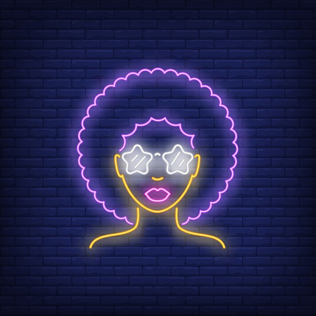 Gratis vector afro retro meisje neonteken