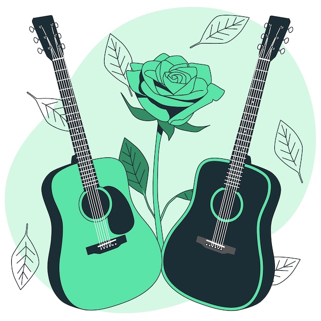 Gratis vector akoestische gitaar concept illustratie