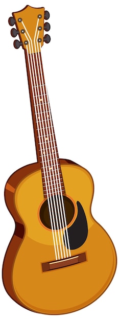 Gratis vector akoestische gitaar geïsoleerd op witte achtergrond