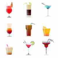 Gratis vector alcoholische cocktails drinken op wit