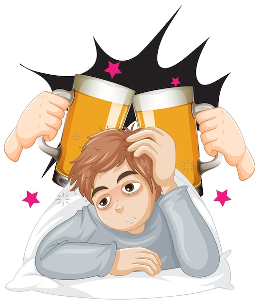 Gratis vector alcoholische man stripfiguur