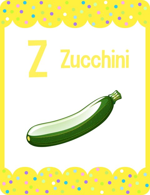 Alfabet flashcard met letter Z voor Courgette