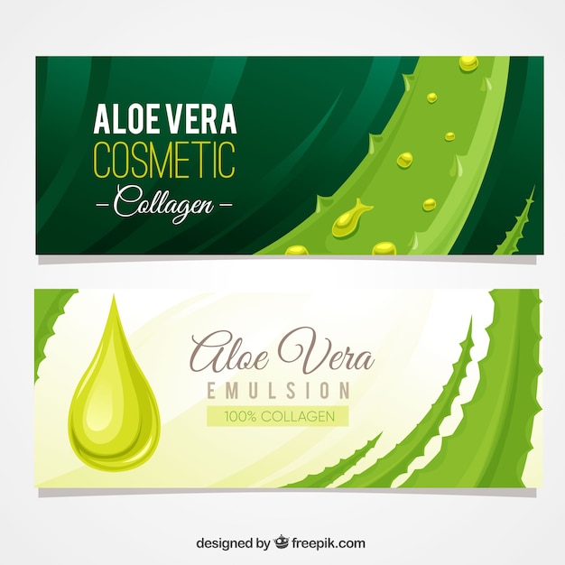 Aloë vera banners met druppels