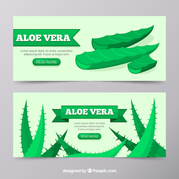 Gratis vector aloë vera bladbanners