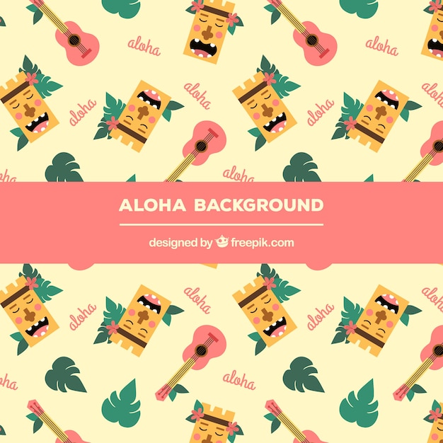 Gratis vector aloha achtergrond met mooie hawaii elementen