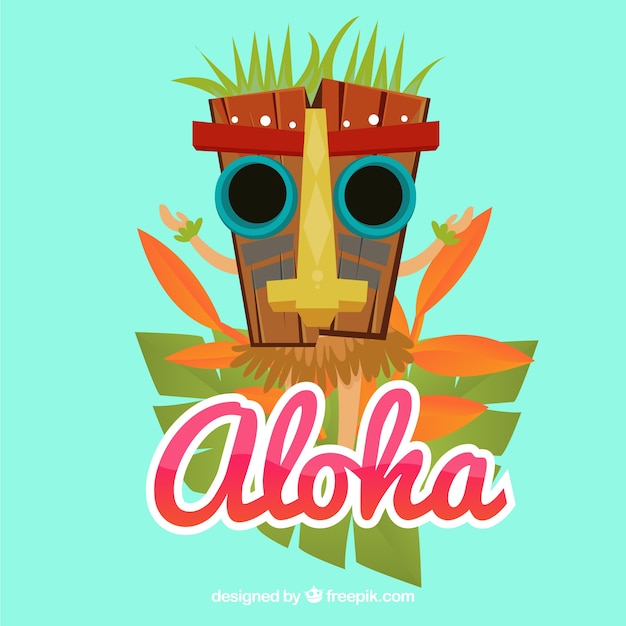 Gratis vector aloha achtergrond met tribal masker