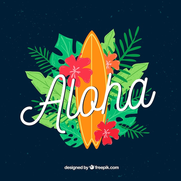 Gratis vector aloha surfplank achtergrond