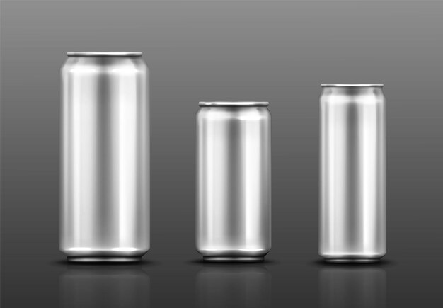 Aluminium blikje voor frisdrank of bier op grijs