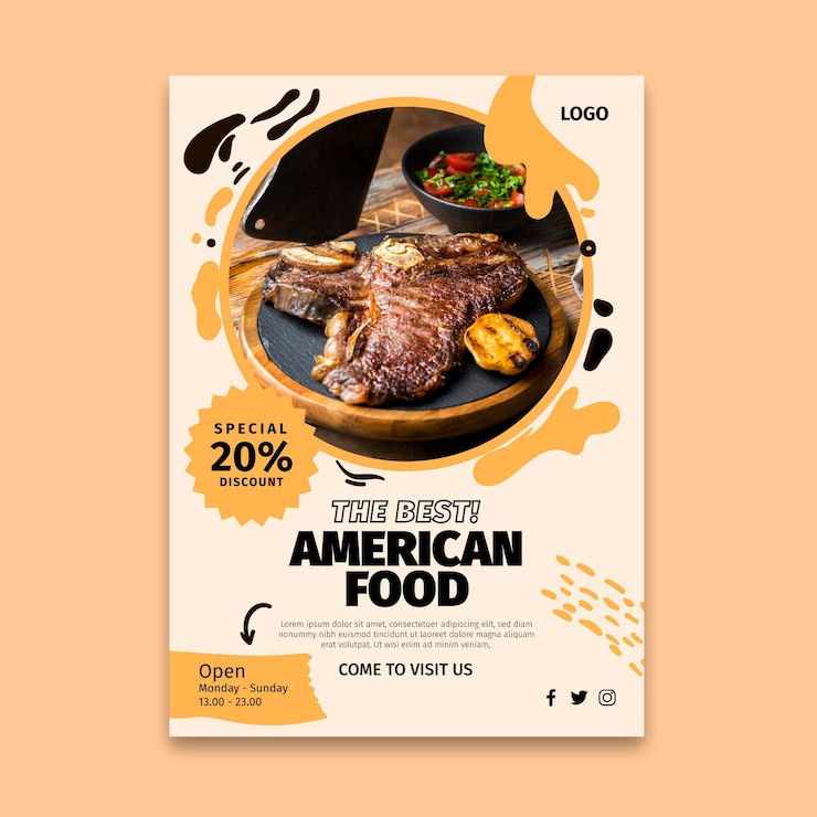 Gratis Vector american food flyer verticaal
