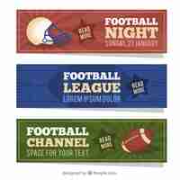 Gratis vector american football banners in plat design