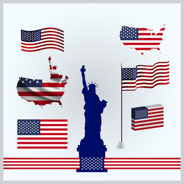 Americas Flags set