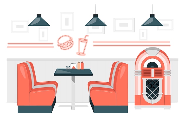 Gratis vector amerikaans diner concept illustratie