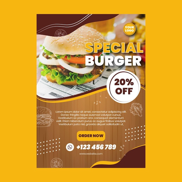 Gratis vector amerikaans eten flyer-sjabloon