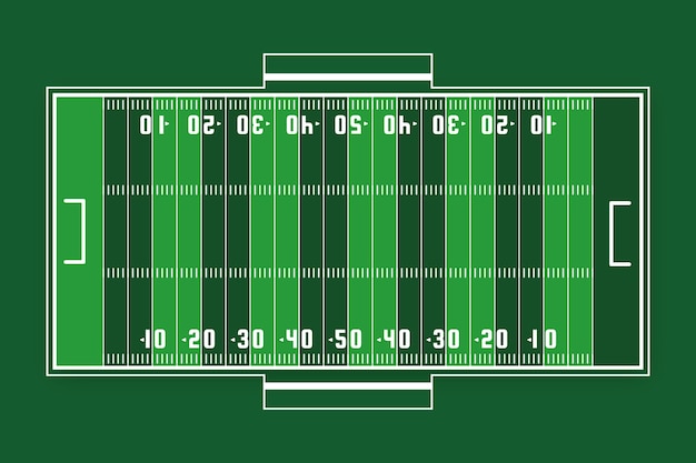 Gratis vector amerikaans voetbal groen veld bovenaanzicht