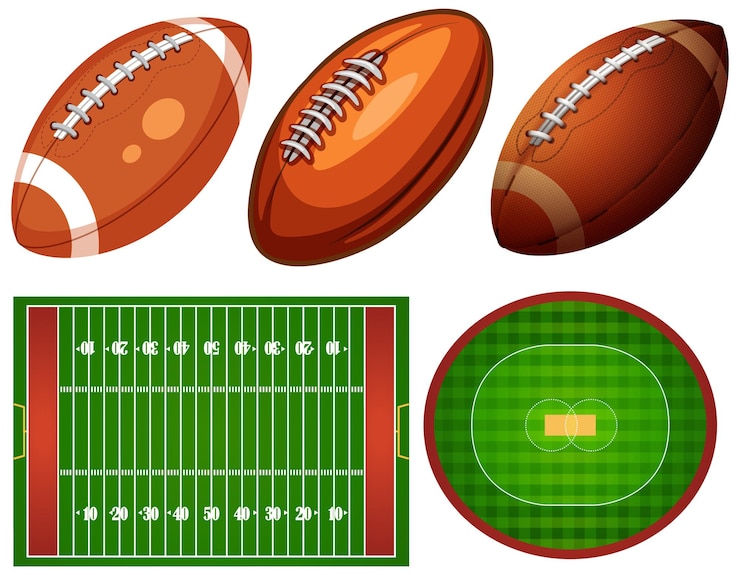 Gratis Vector amerikaans voetbalveld en rugbybal