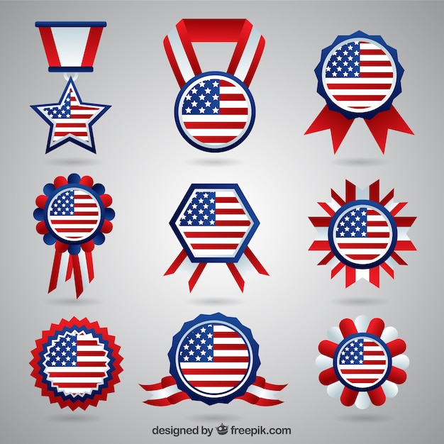 Gratis vector amerikaanse badges pak