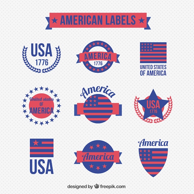 Gratis vector amerikaanse labels collectie