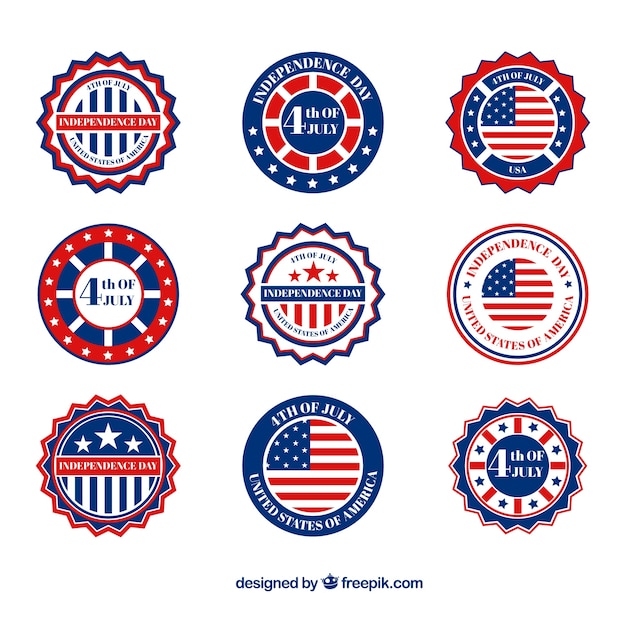 Gratis vector amerikaanse onafhankelijkheidsdag-badgecollectie