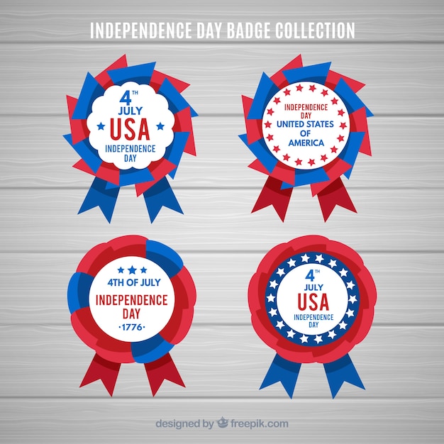 Gratis vector amerikaanse onafhankelijkheidsdag-badgecollectie