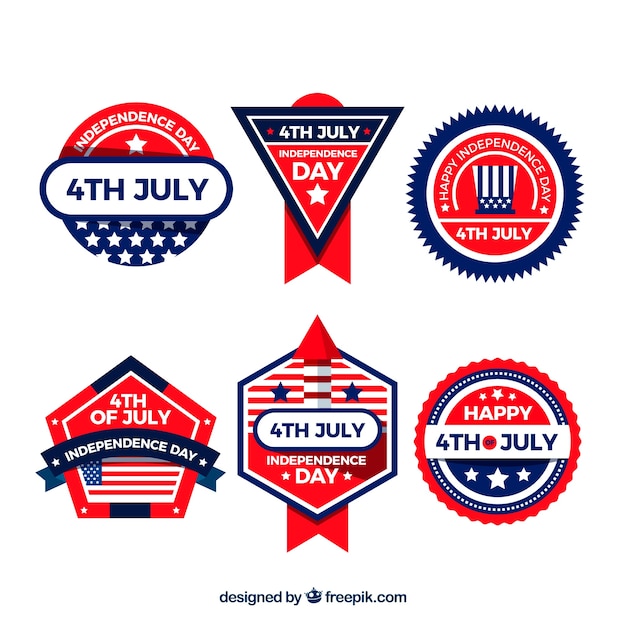 Gratis vector amerikaanse onafhankelijkheidsdag-badgecollectie