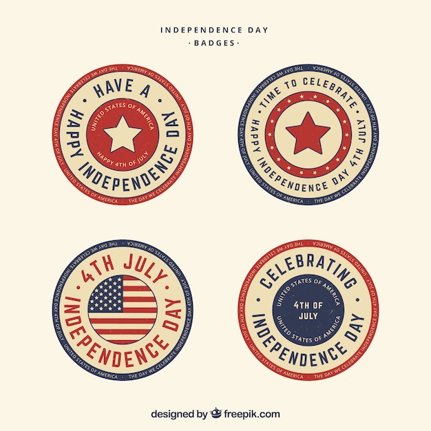 Gratis vector amerikaanse onafhankelijkheidsdag-badgecollectie