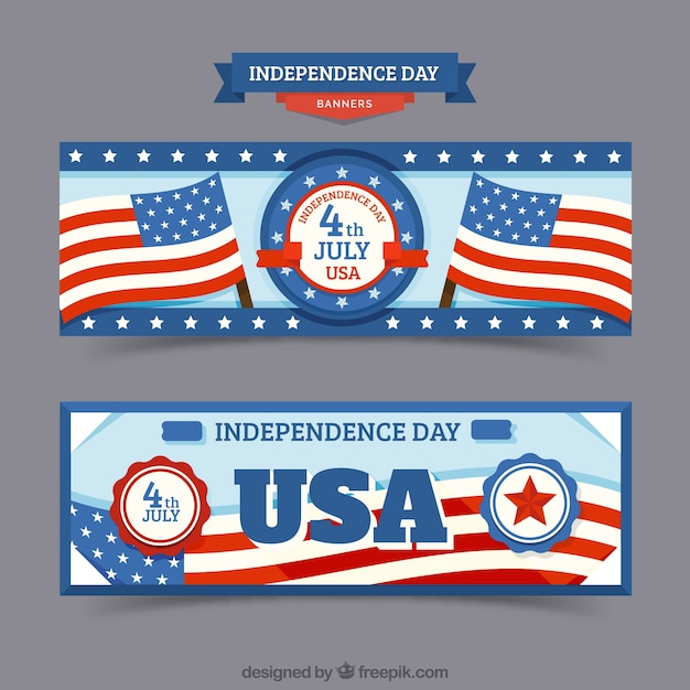 Gratis vector amerikaanse onafhankelijkheidsdag vintage banners