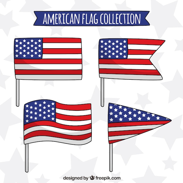 Amerikaanse vlag collectie plat ontwerp met verschillende vormen